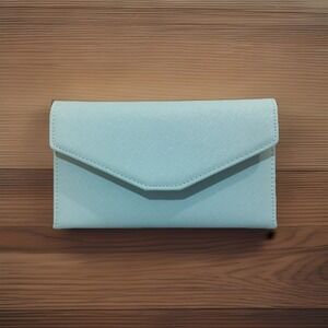 Zoppen Pastel Blue Trifold Travel‎ Wallet RFID Organizer ID Card Holder Snap